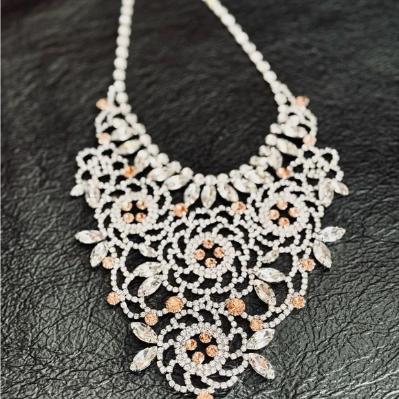 Betsy Johnson NEW Rhinestone Bib Necklace “Ballerina Rose” - Picture 3 of 7